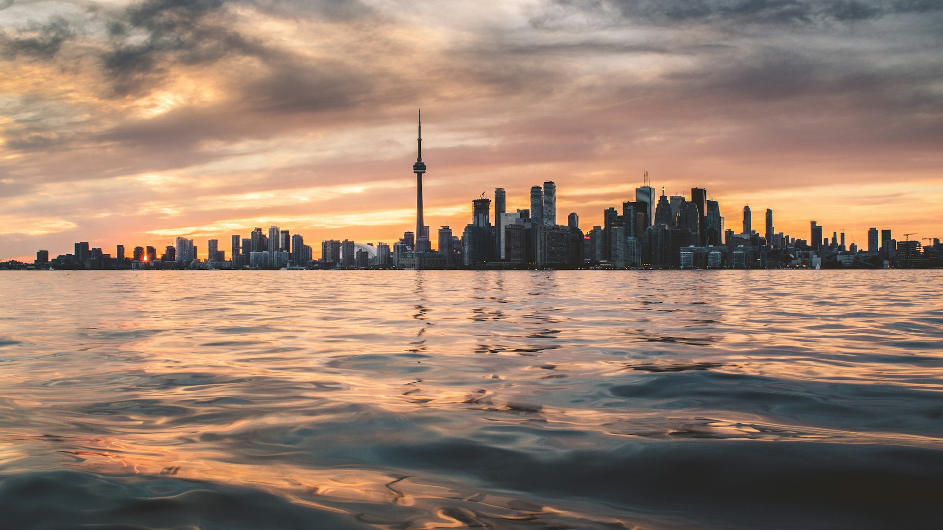 Toronto skyline at dusk, seen from the business district